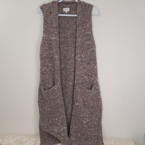 Wilfred Jackets & Blazers - Wilfred, brown, wool, silk and alpaca blend, long line, sweater vest w/ pockets